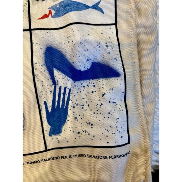 SALVATORE Ferragamo Fatti A Mano Canvas Museum Totebag Collab W/Mimmo Paladino - Picture 14 of 15